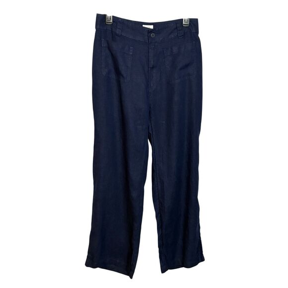 Nicole Miller navy linen wide leg pants - 6 - Picture 1 of 8